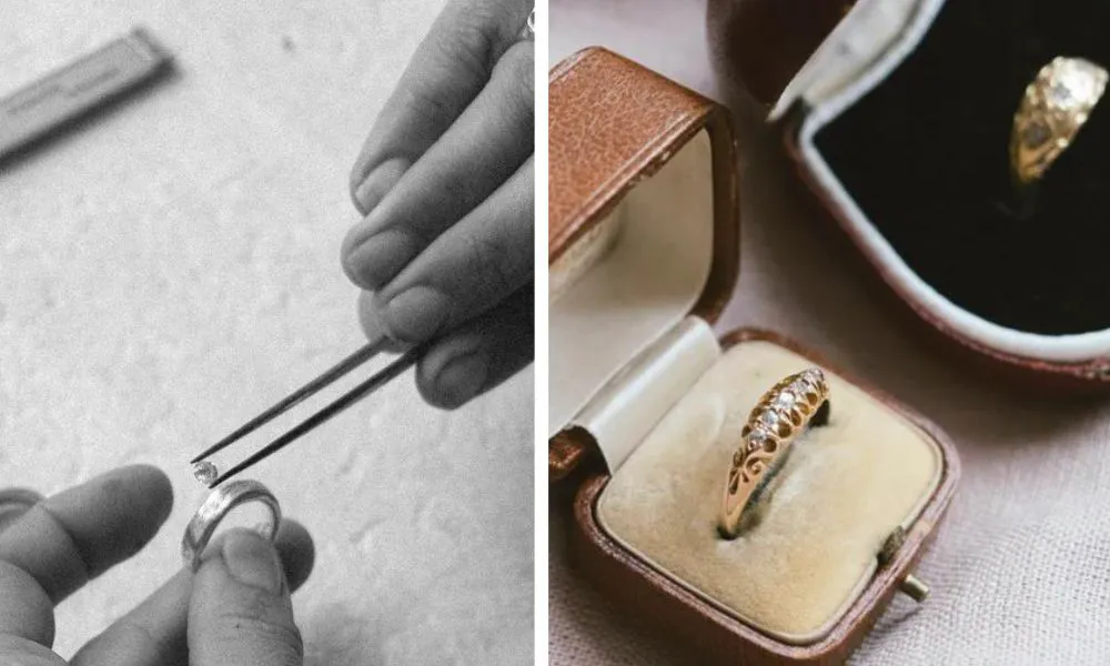 hands designing antique ring 