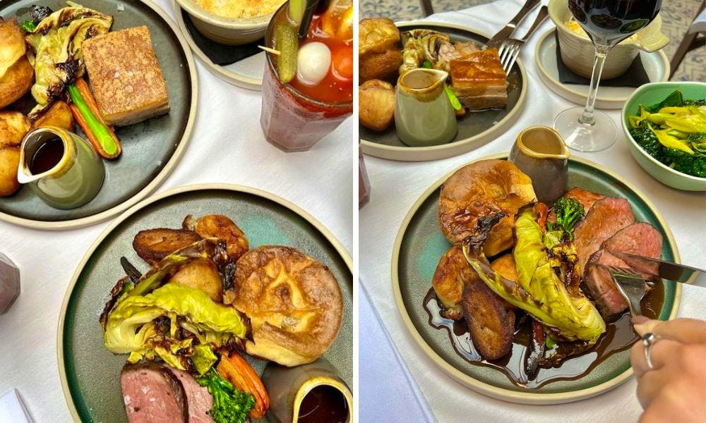 plates of roast dinners