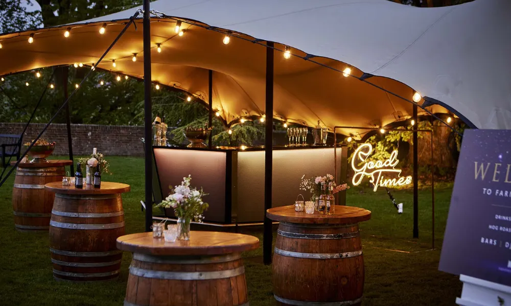 farnham castle marquee in the evening