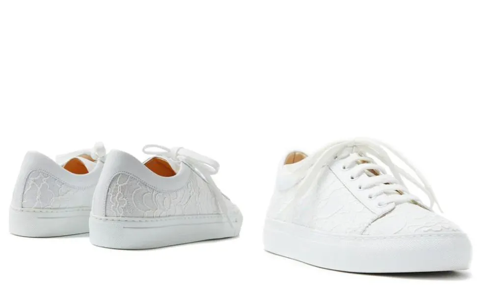 white floral lace trainers