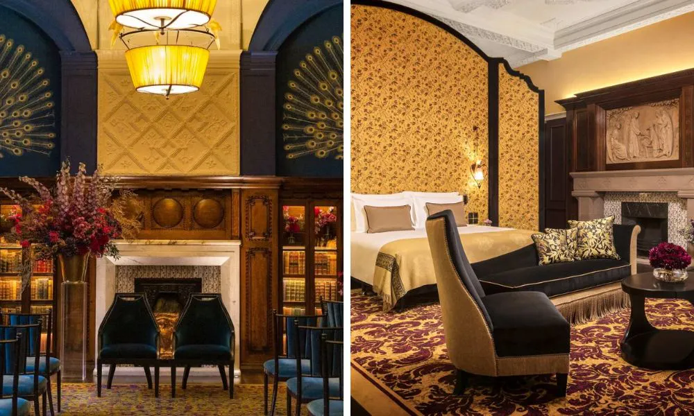 gold-guilded walls in a wedding ceremony and bedroom suite at l'oscar