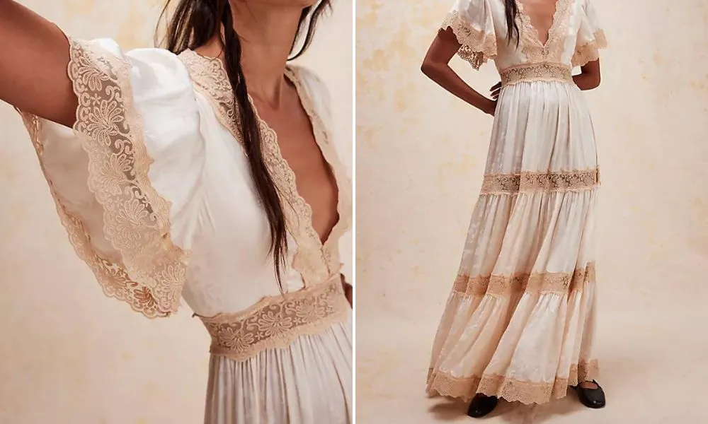 off white and cream coloured kaftan dress