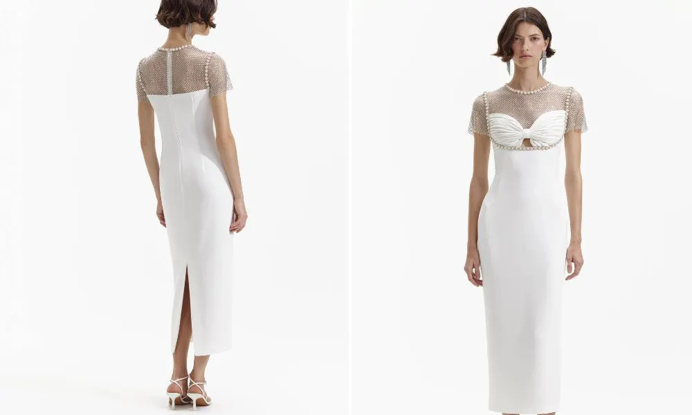 white diamante topped midi dress 