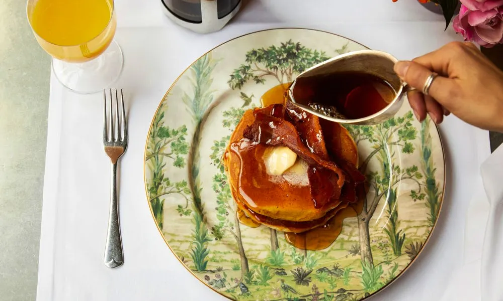 maple bacon pancakes at brasserie max