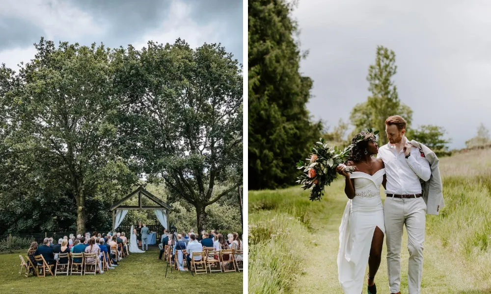 Woodland wedding ceremony in Cornwall