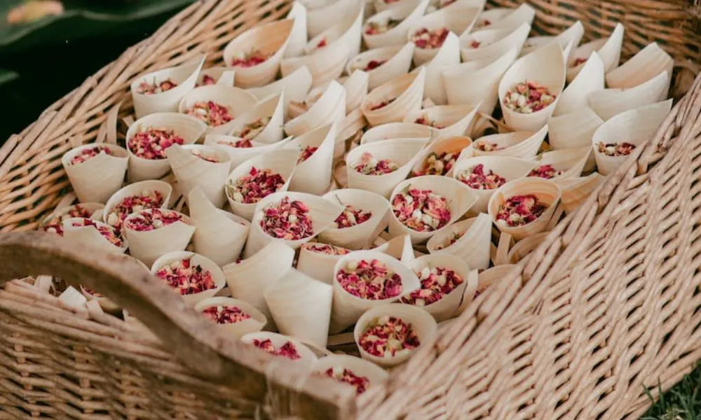Cones filled with dried flowers 