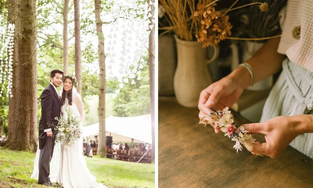 dried flower hair piece