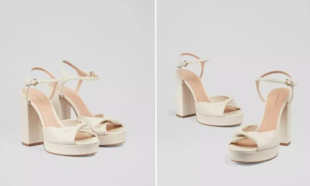 LK Bennett  Rosa Cream Leather Platform Sandals