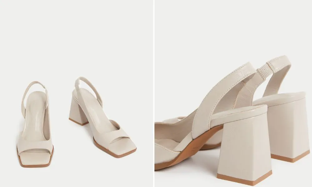 M&S Leather Block Heel Slingback Sandals