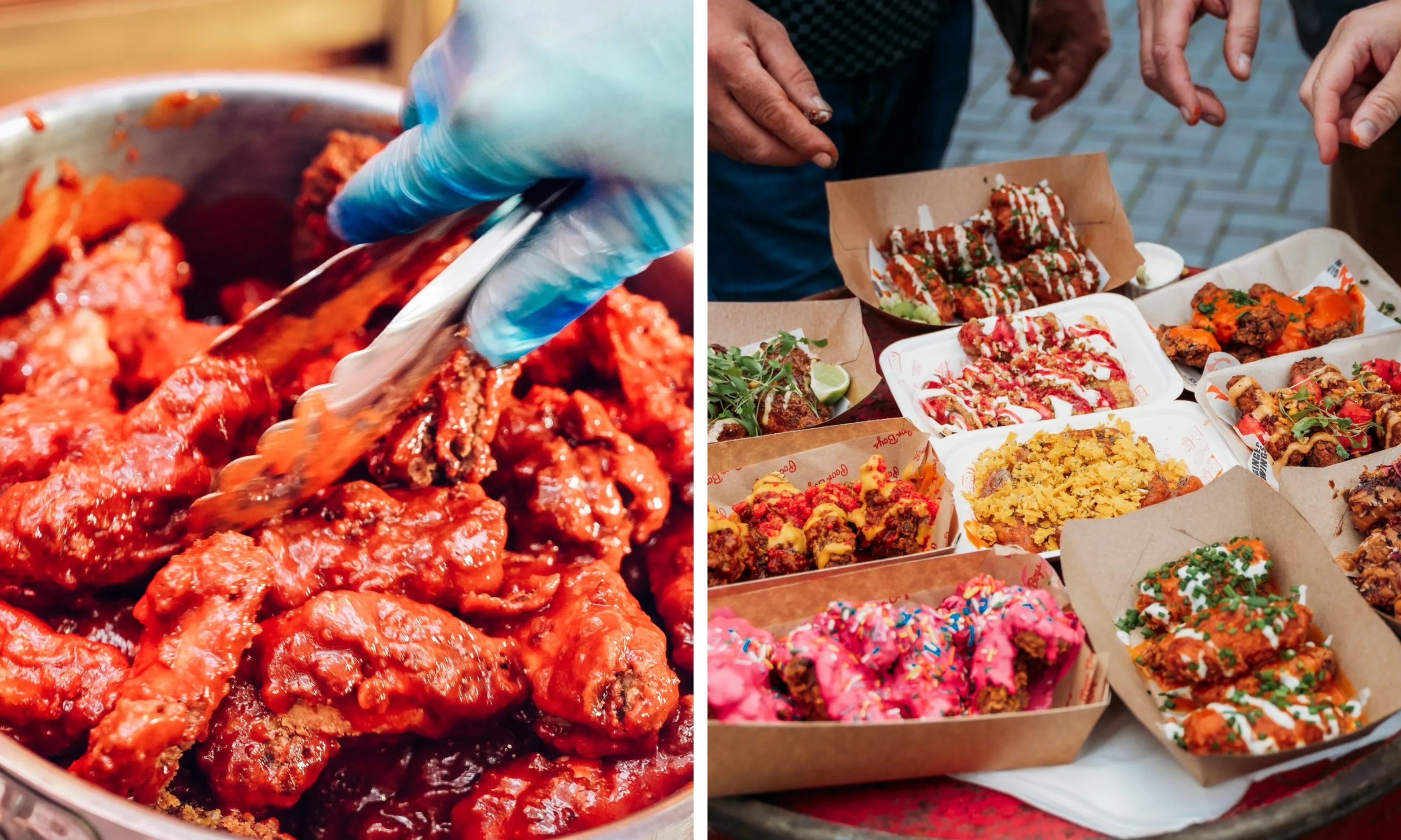 chicken wings in a marinade and street food style wings