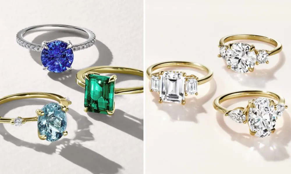 gemstone rings and diamond rings