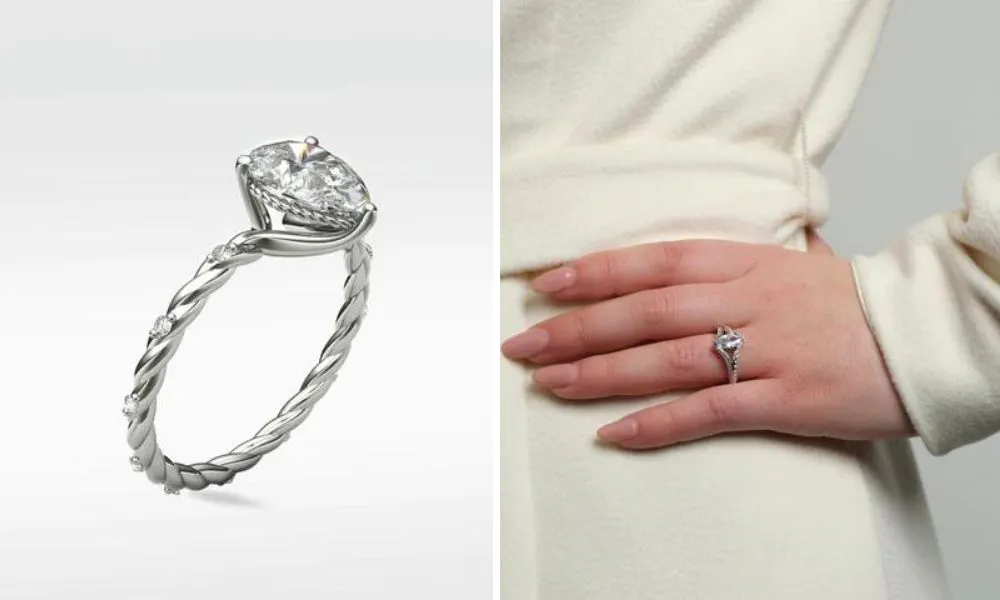 Plaited white gold ring