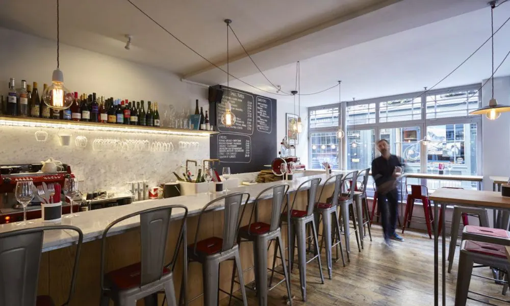 The bar and dining room at antidote