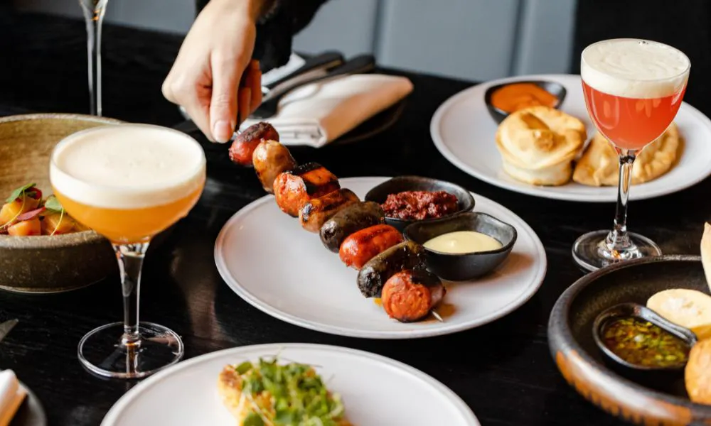 Brunch dishes and cocktails