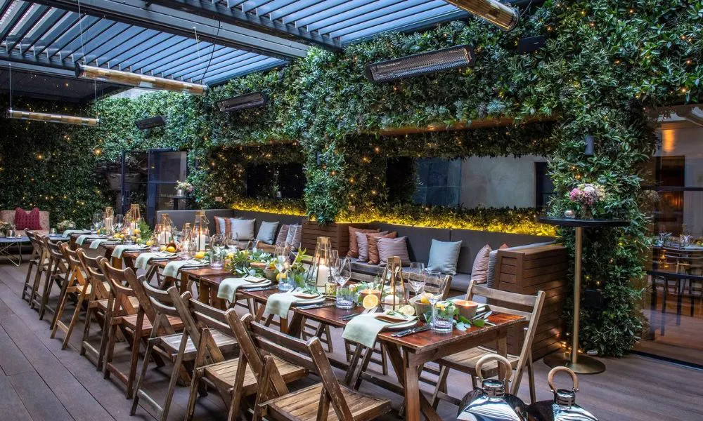 Fairy lights and foliage terrace at The Marylebone