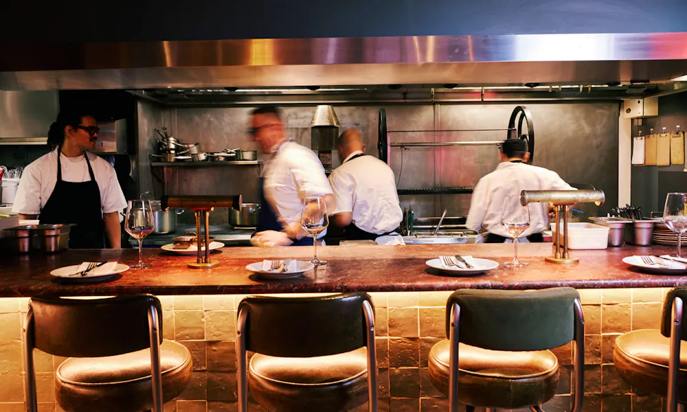 open kitchen in service at ember yard