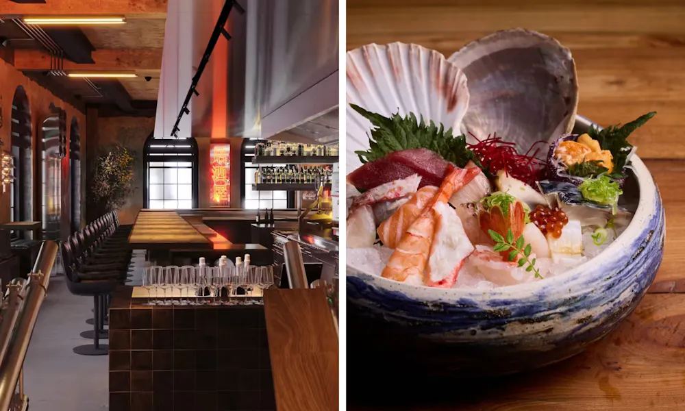 counter and sushi on ice at wild izakaya
