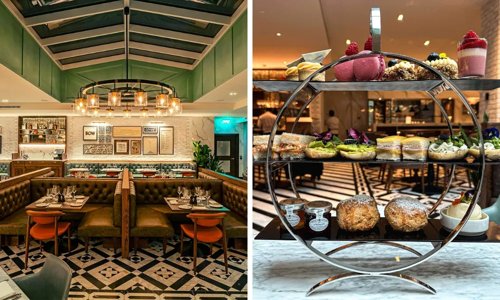 modern dining room and afternoon tea stand