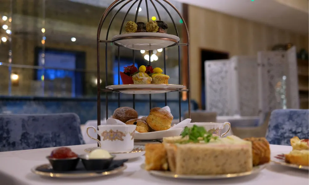 close up view of afternoon tea 