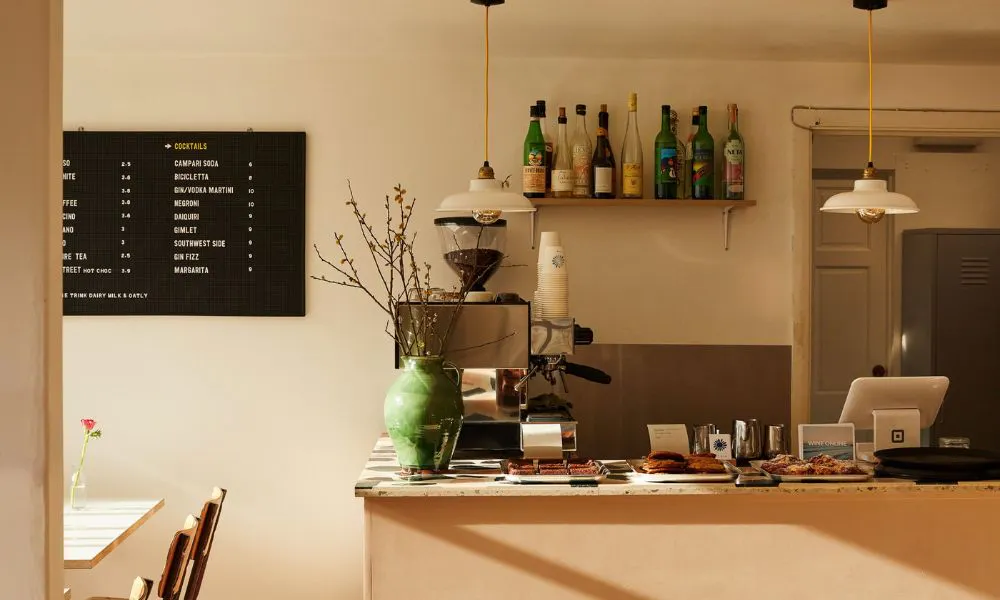 inside counter with menu board behind