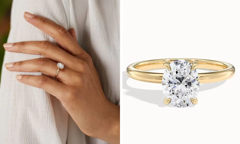 Simple oval diamond ring