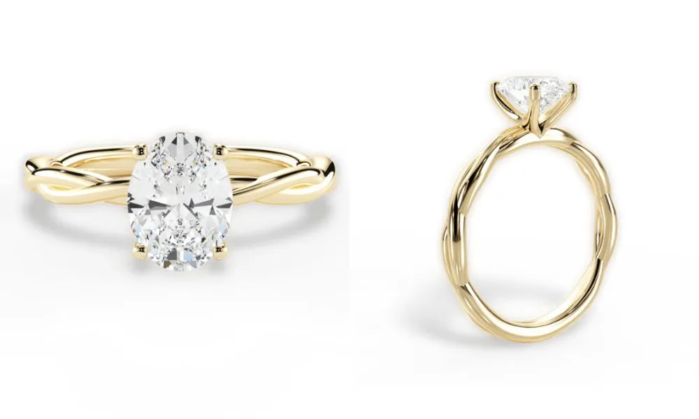 Twist band solitaire ring