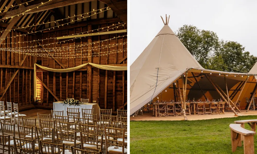 tipi wedding venue in a field