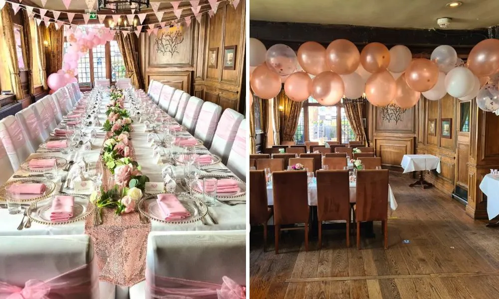 Pink wedding breakfast table