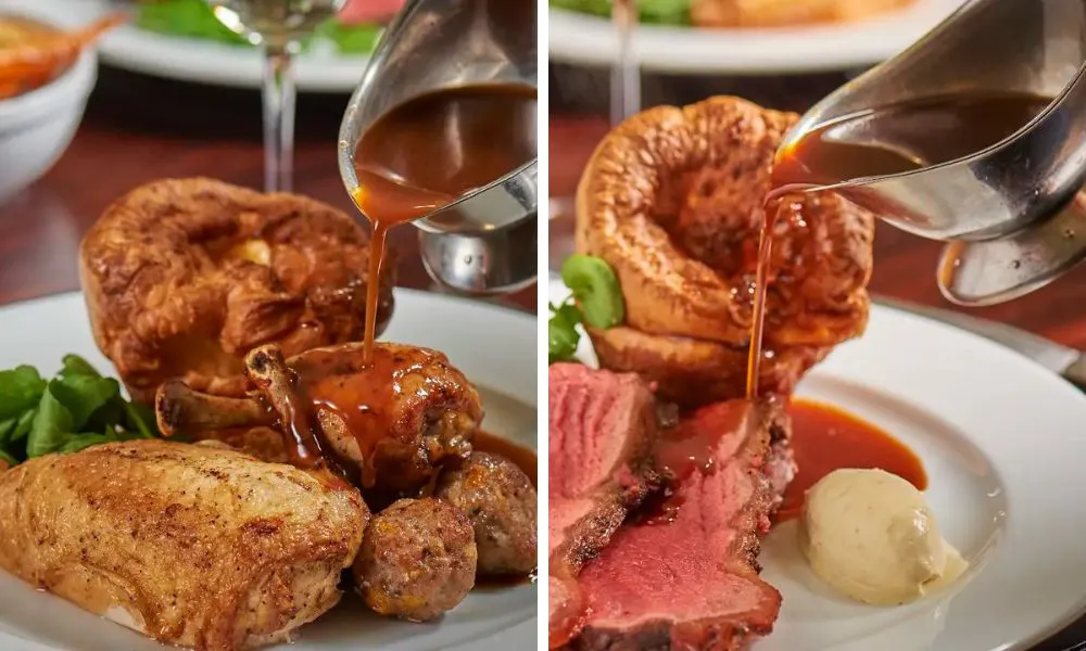 chicken and beef roast with gravy
