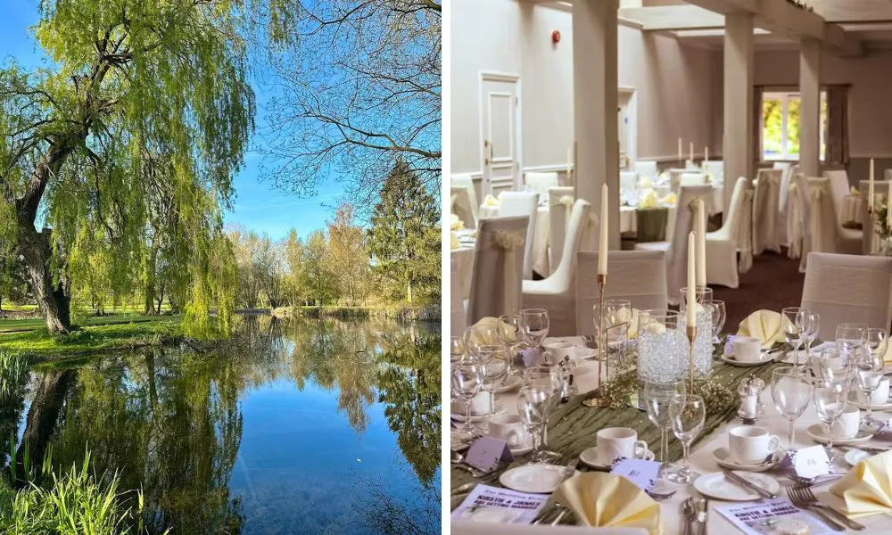 Inside and out at Clandon Regis Golf Club wedding venue
