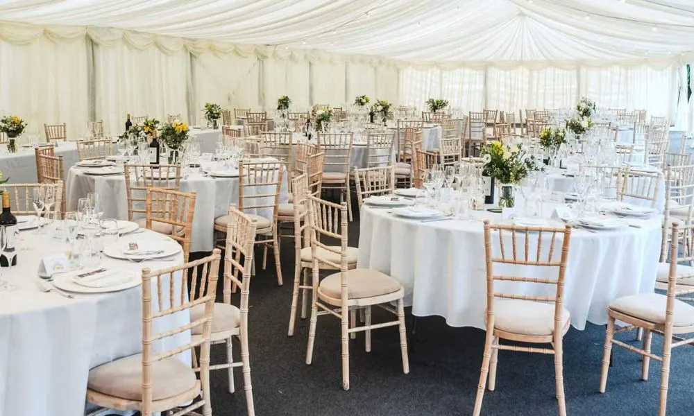 Wedding breakfast set up at Hampton Court Palace