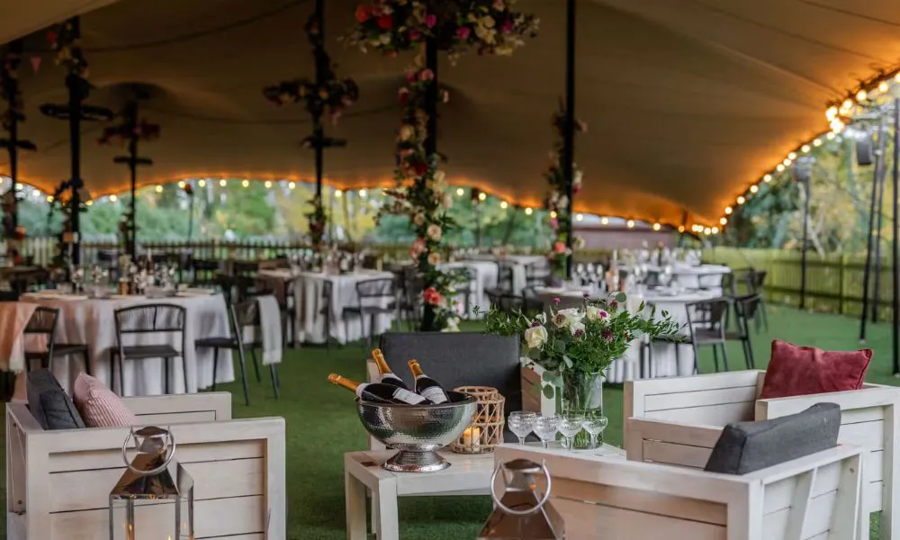 Outdoor reception at The Red Barn