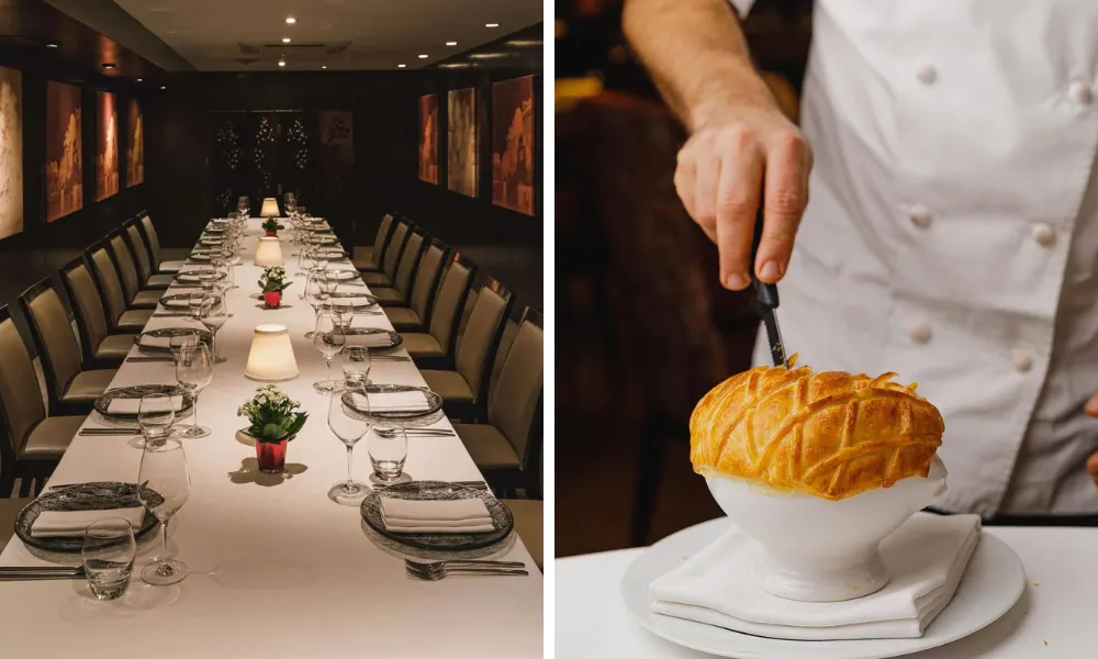 luxury dining room at benares with pie