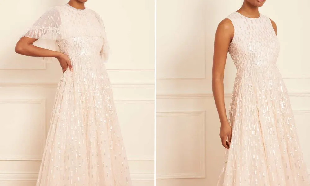 Needle & Thread Sequin Dash Cape Ankle Gown