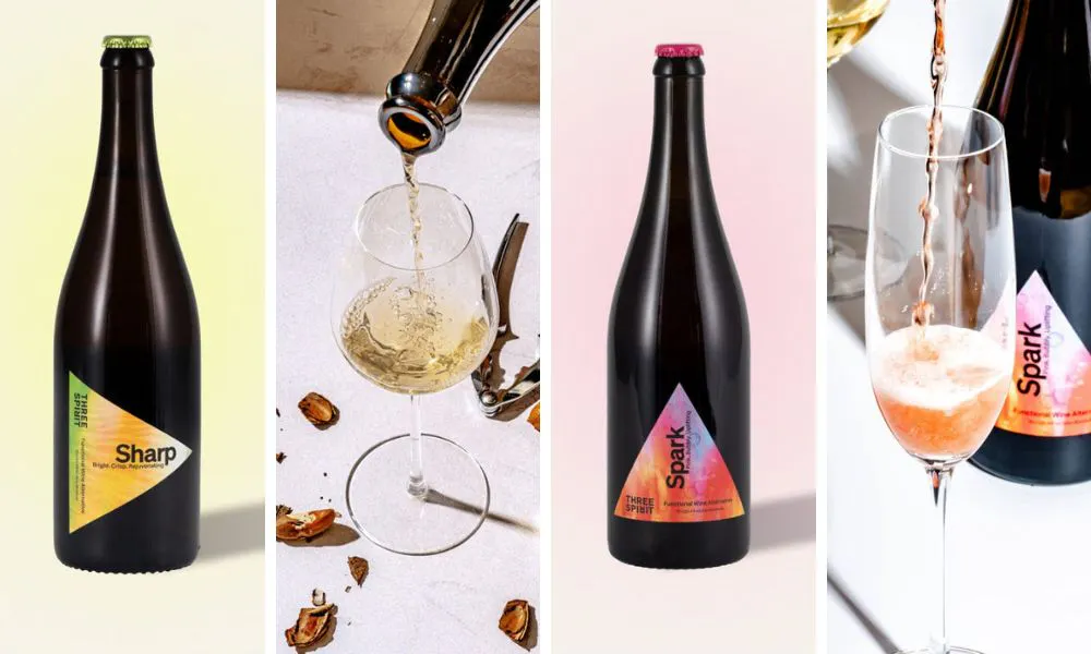 a selection of alcohol free wine bottles and glasses