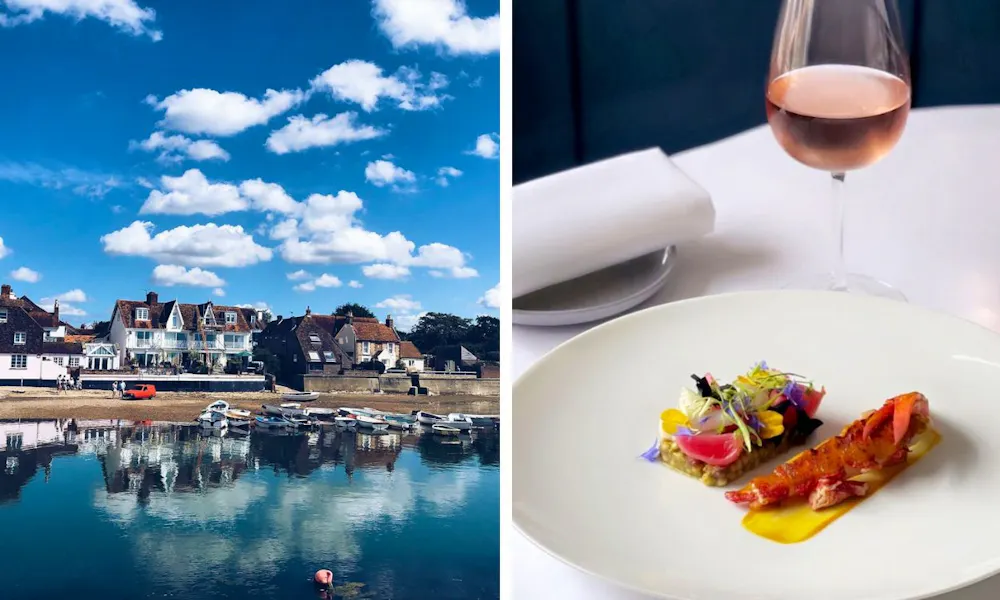 Views of the bay and seafood dish