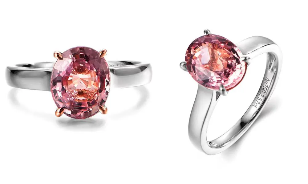 Temple and Grace Oval Peach Sapphire Ring 