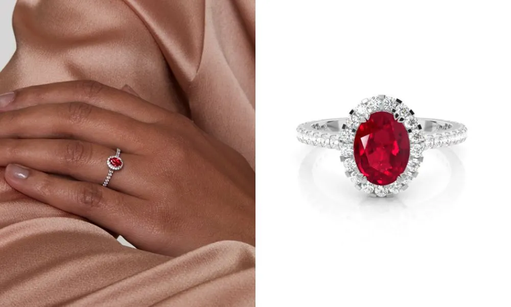 Oval Halo Ruby by Diamond Factory 