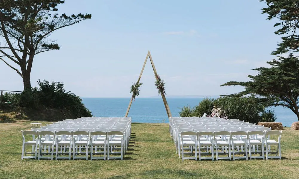 a wedding ceremony overlooking the coast