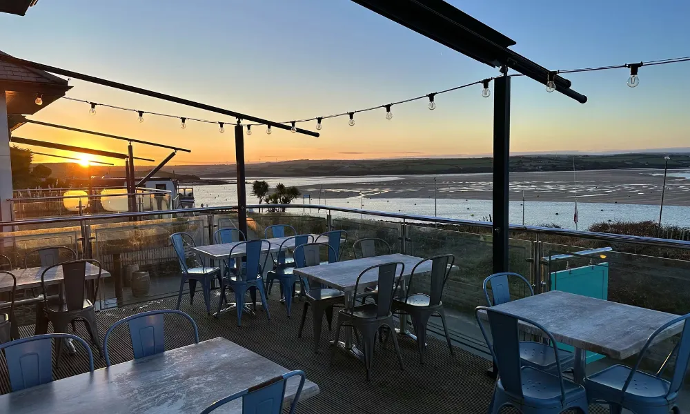 restaurant bar terrace at sunset