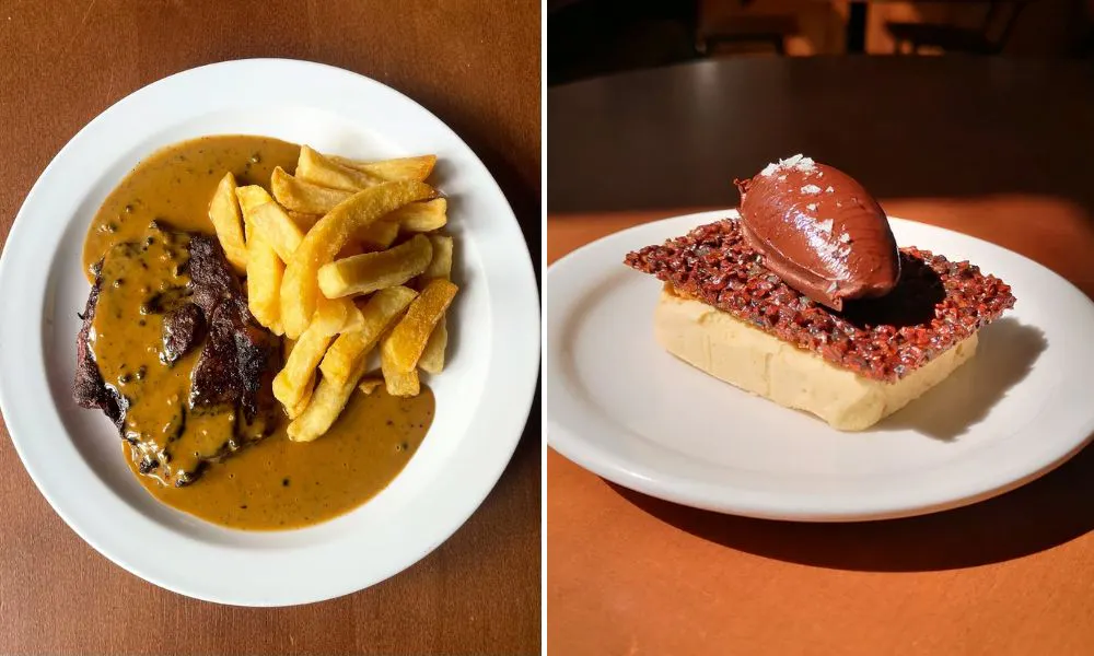 Steak chips and peppercorn sauce