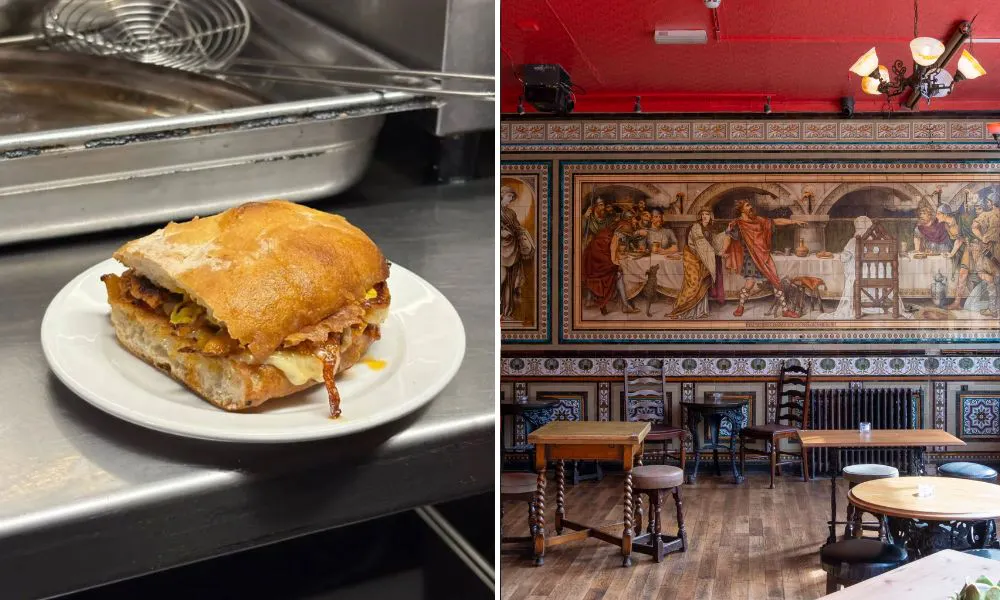 Pork bifana and pub interiors