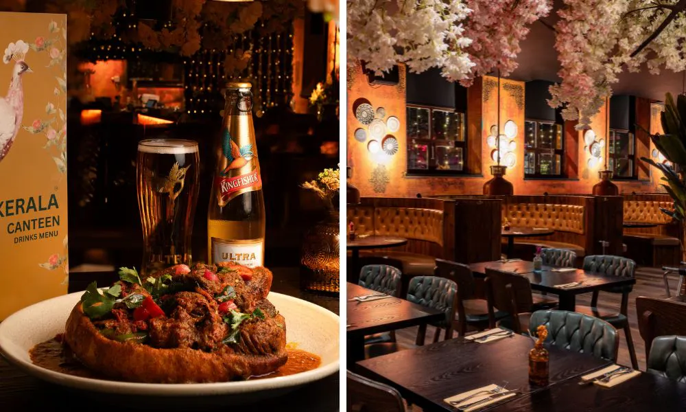 Sunday roast in a giant yorkshire pudding and a floral restaurant