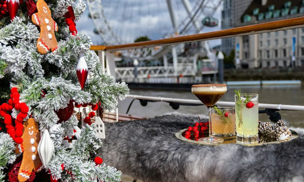 Christmas drinks on a platter