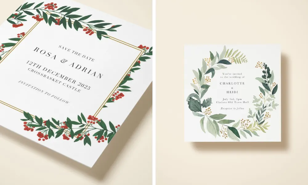 Christmas themed wedding invites