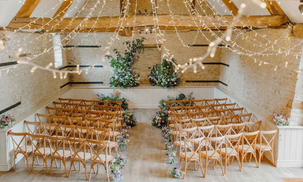 ceremony in wick farm's barn