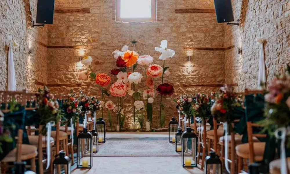 Lanterns lighting up an aisle