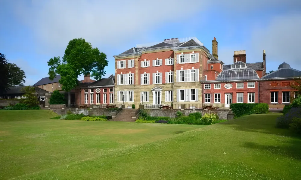 Old house with sunken lawn garden