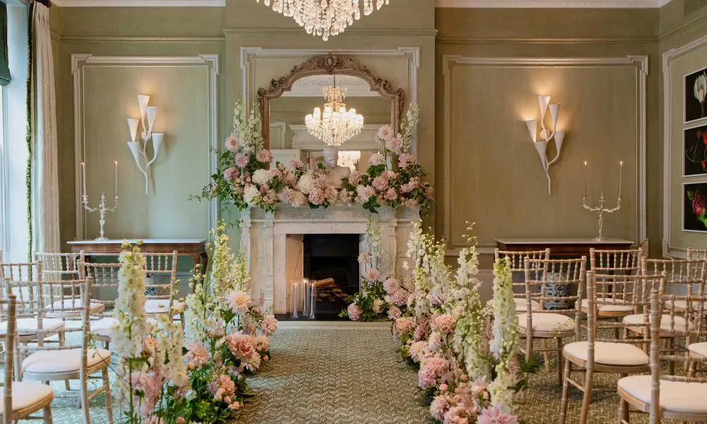 wedding ceremony set-up at Brown's Hotel