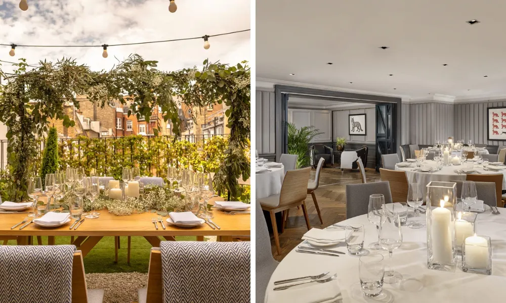 terrace wedding meal with climbing plants